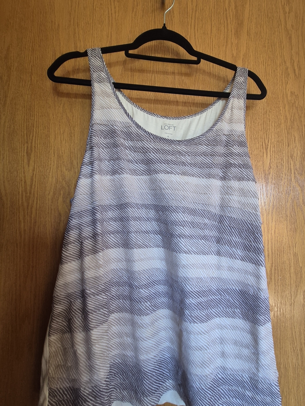 LOFT Striped Open Ribbon Scoop Neck Blouse in Light Dark Taupe and Cream